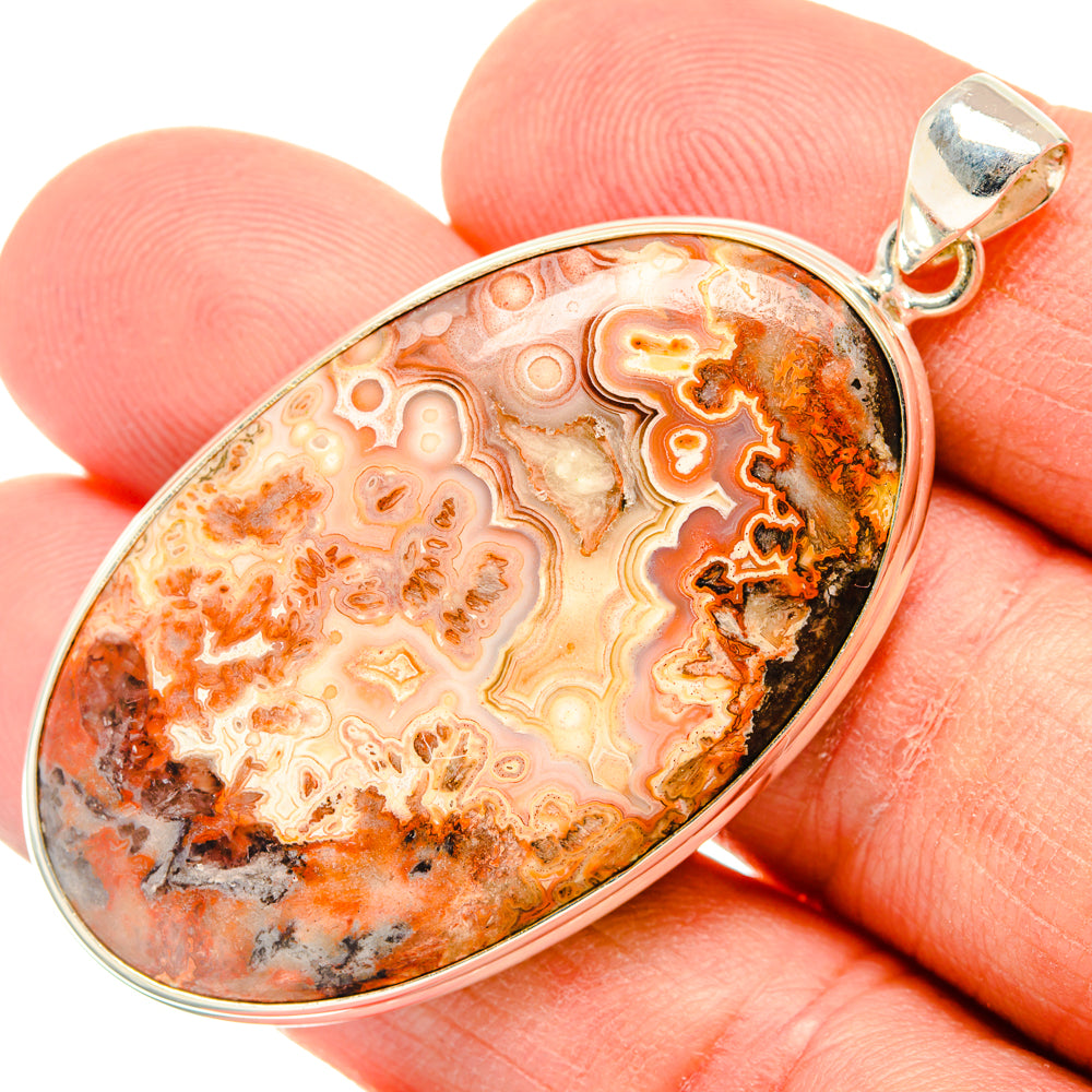 Crazy Lace Agate Pendants handcrafted by Anasilvercos - PD28750