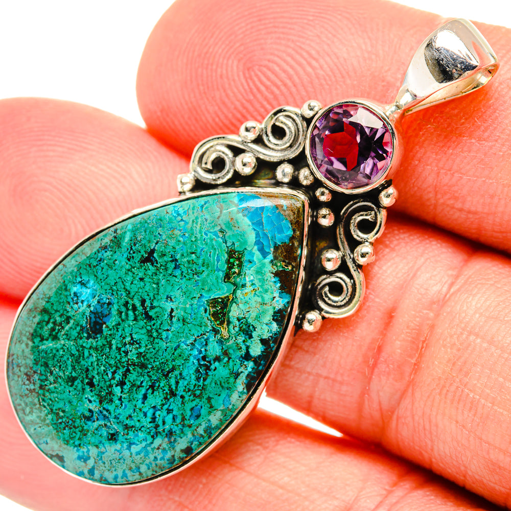 Peruvian Chrysocolla Pendants handcrafted by Anasilvercos - PD28836