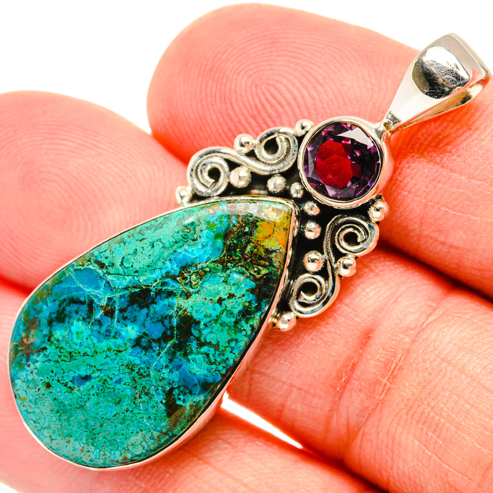 Peruvian Chrysocolla Pendants handcrafted by Anasilvercos - PD28842