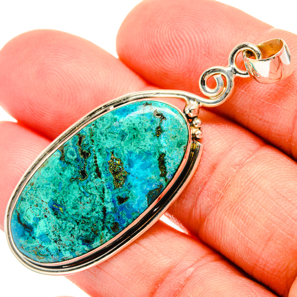 Peruvian Chrysocolla Pendants handcrafted by Anasilvercos - PD28845