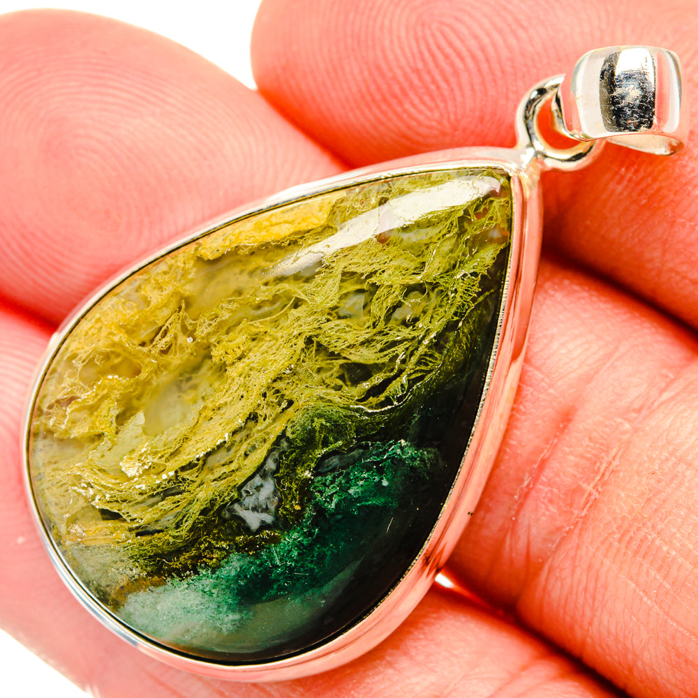 Green Moss Agate Pendants handcrafted by Anasilvercos - PD28854