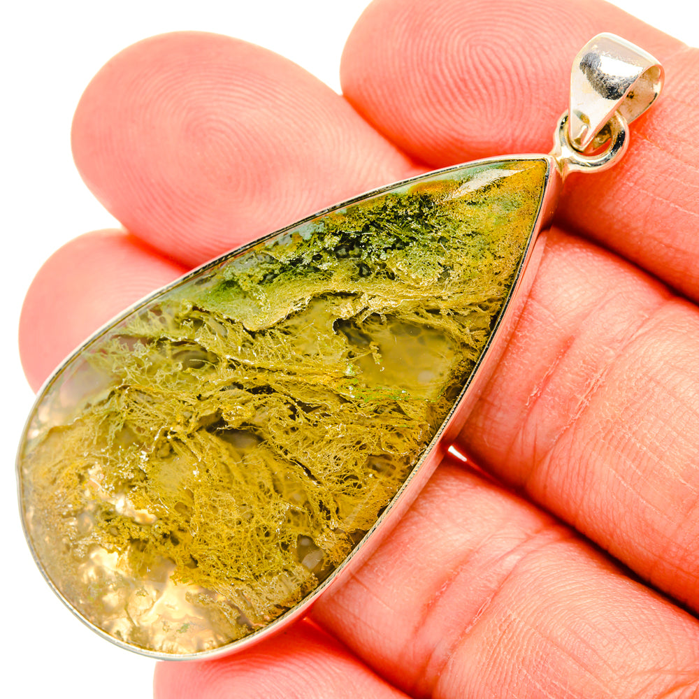 Green Moss Agate Pendants handcrafted by Anasilvercos - PD28888