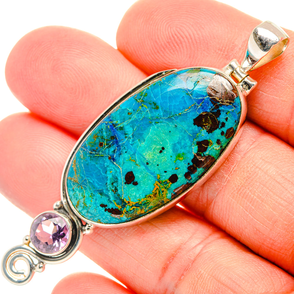 Peruvian Chrysocolla Pendants handcrafted by Anasilvercos - PD28889