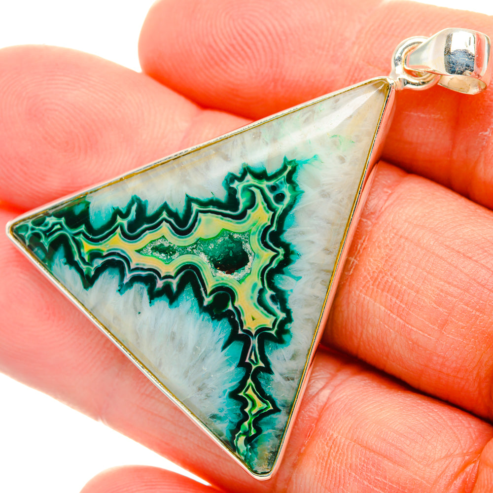 Green Geode Slice Pendants handcrafted by Anasilvercos - PD28895