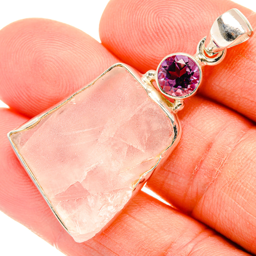 Rose Quartz Pendants handcrafted by Anasilvercos - PD28929
