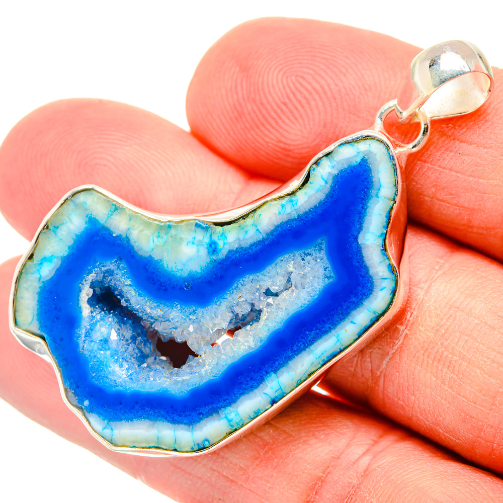 Blue Geode Slice Pendants handcrafted by Anasilvercos - PD28959