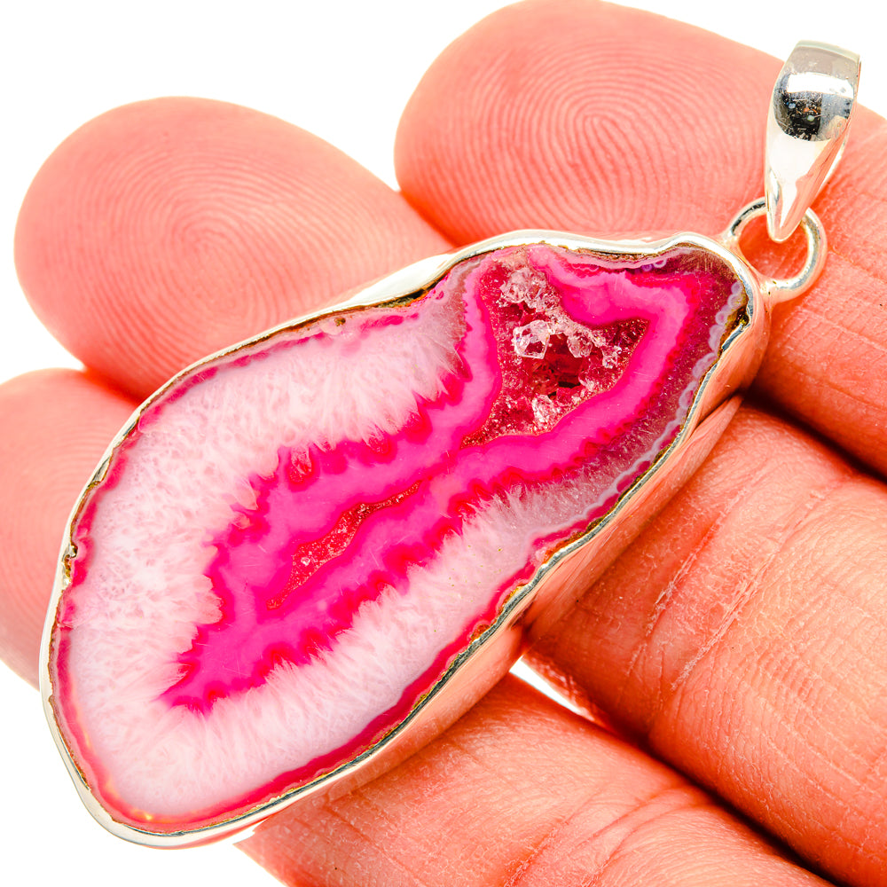 Pink Geode Slice Pendants handcrafted by Anasilvercos - PD28960