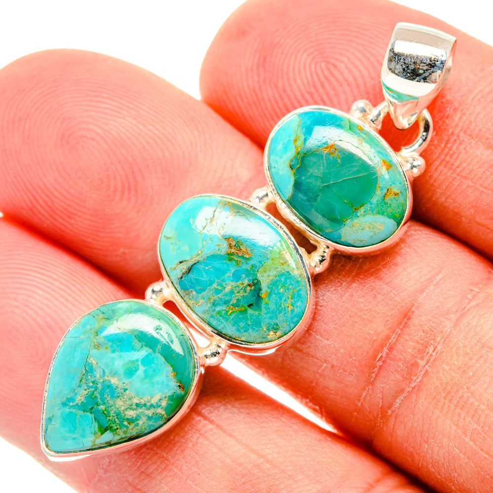 Peruvian Chrysocolla Pendants handcrafted by Anasilvercos - PD28966