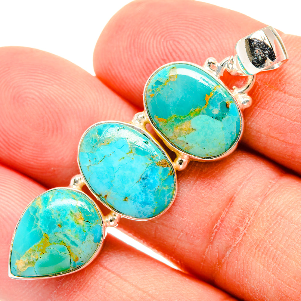 Peruvian Chrysocolla Pendants handcrafted by Anasilvercos - PD28968