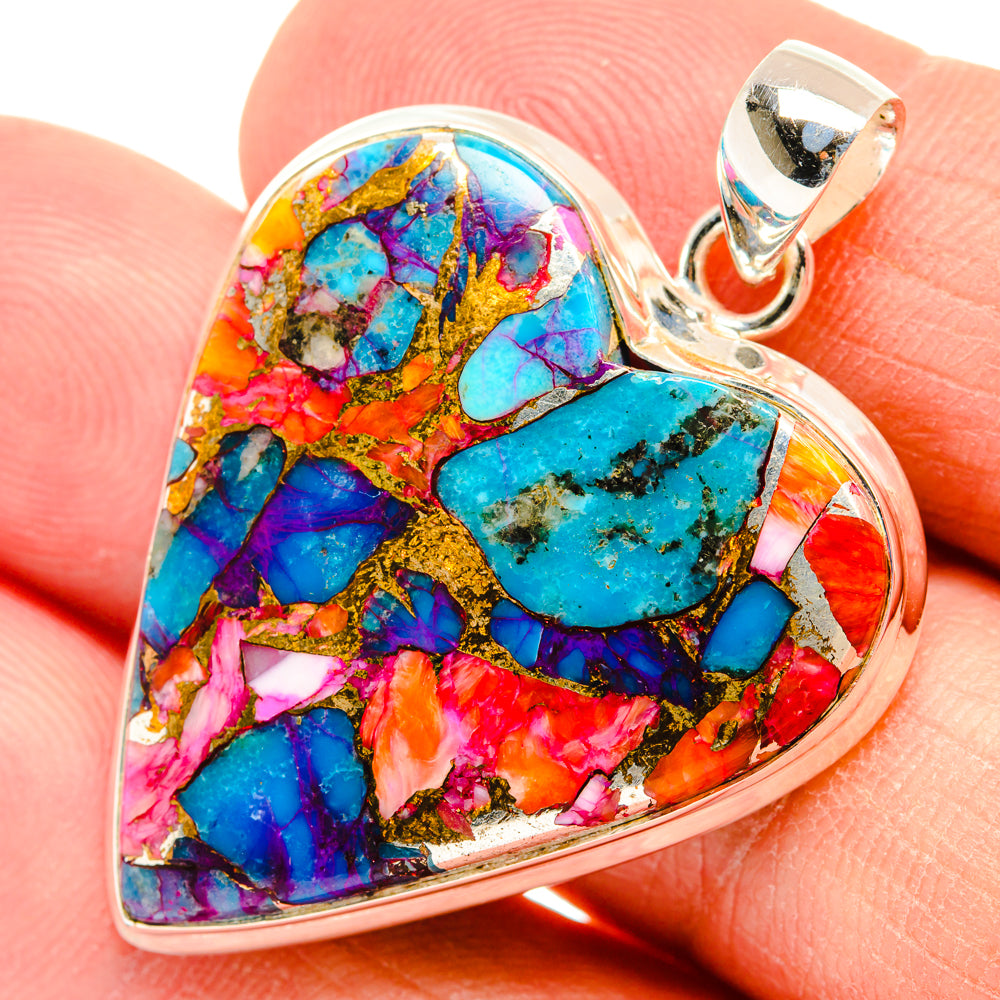 Kingman Pink Dahlia Turquoise Pendants handcrafted by Anasilvercos - PD28969
