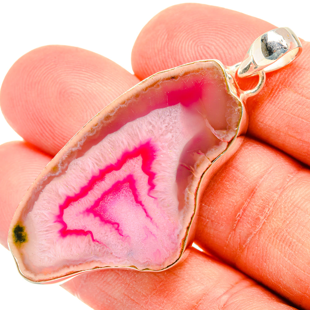 Pink Geode Slice Pendants handcrafted by Anasilvercos - PD28970