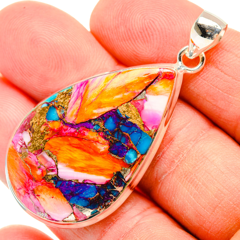 Kingman Pink Dahlia Turquoise Pendants handcrafted by Anasilvercos - PD28971