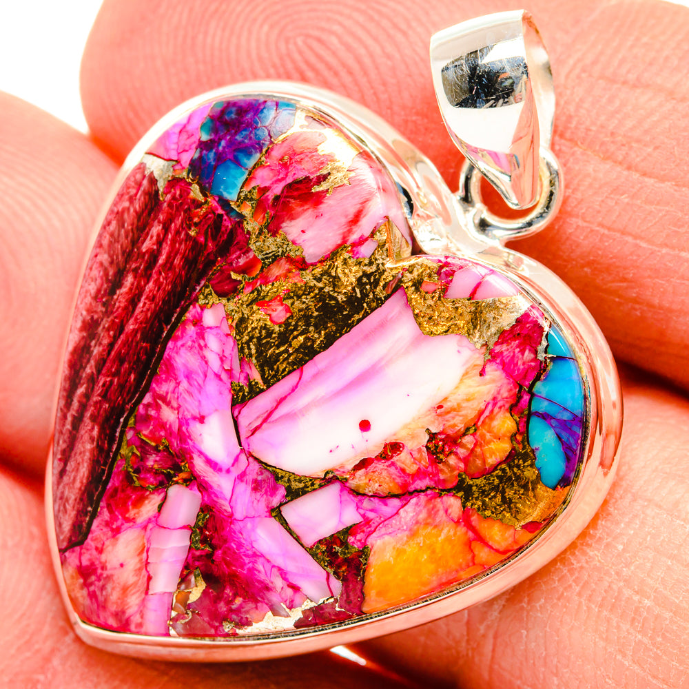 Kingman Pink Dahlia Turquoise Pendants handcrafted by Anasilvercos - PD28972