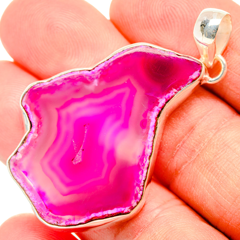 Pink Geode Slice Pendants handcrafted by Anasilvercos - PD28973