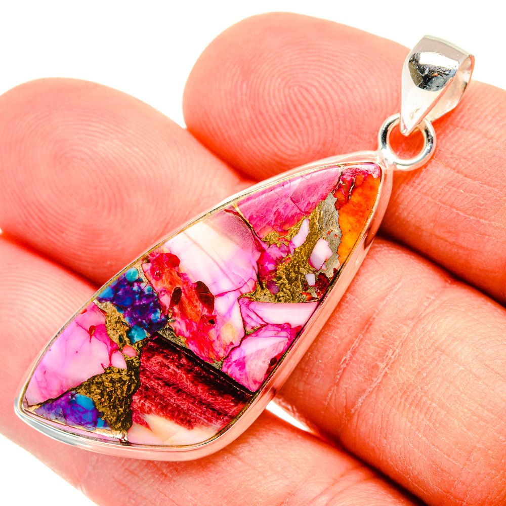 Kingman Pink Dahlia Turquoise Pendants handcrafted by Anasilvercos - PD28974
