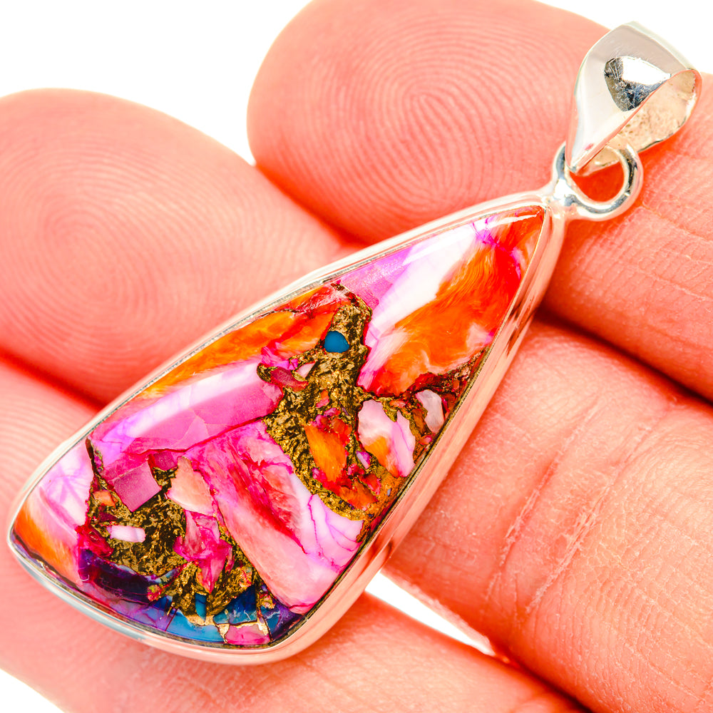 Kingman Pink Dahlia Turquoise Pendants handcrafted by Anasilvercos - PD28975