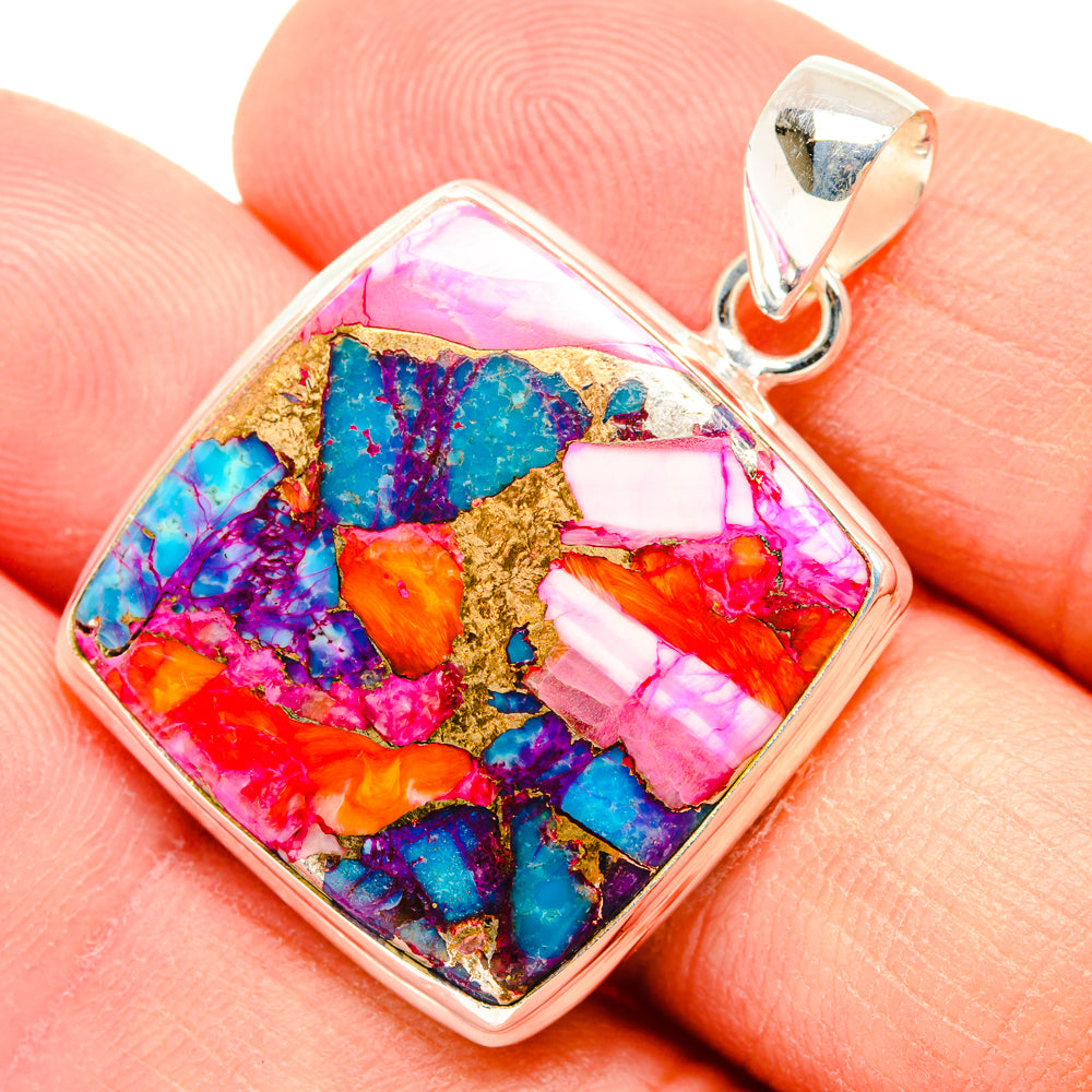 Kingman Pink Dahlia Turquoise Pendants handcrafted by Anasilvercos - PD28977