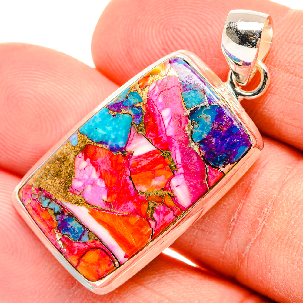 Kingman Pink Dahlia Turquoise Pendants handcrafted by Anasilvercos - PD28981