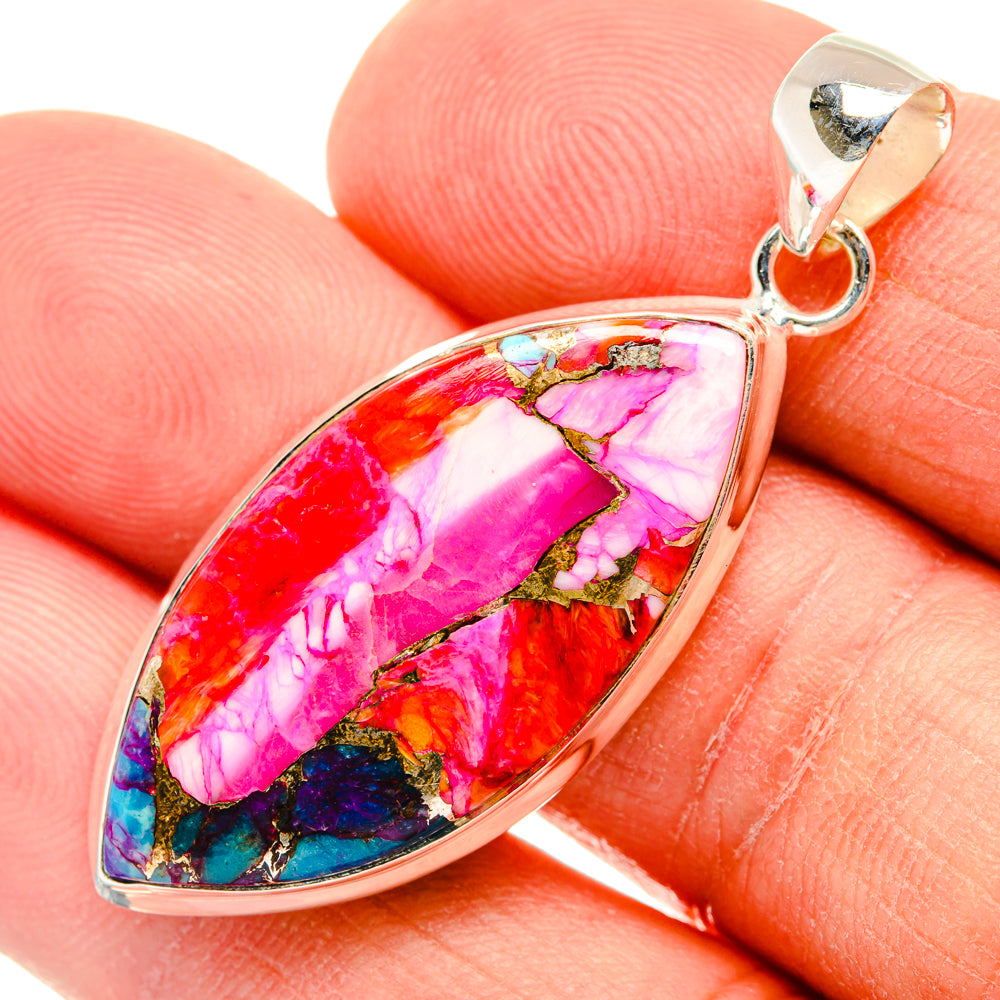 Kingman Pink Dahlia Turquoise Pendants handcrafted by Anasilvercos - PD28982