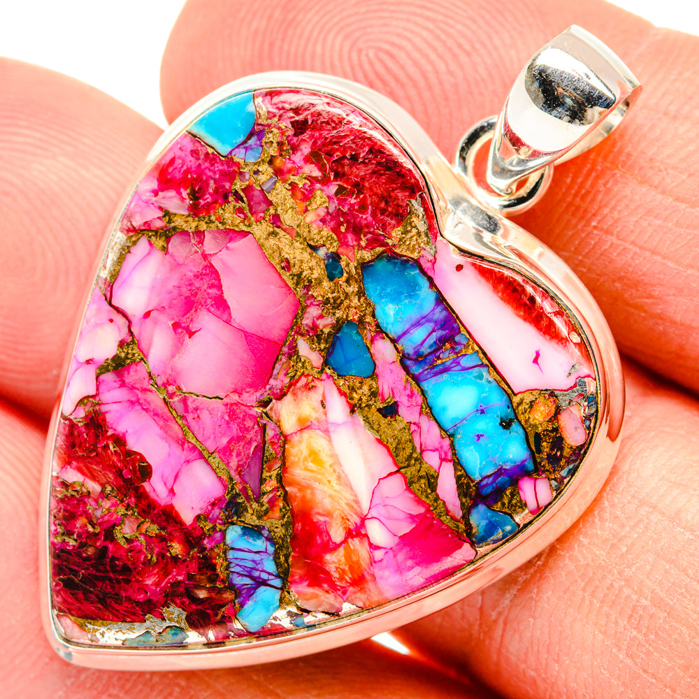 Kingman Pink Dahlia Turquoise Pendants handcrafted by Anasilvercos - PD28985