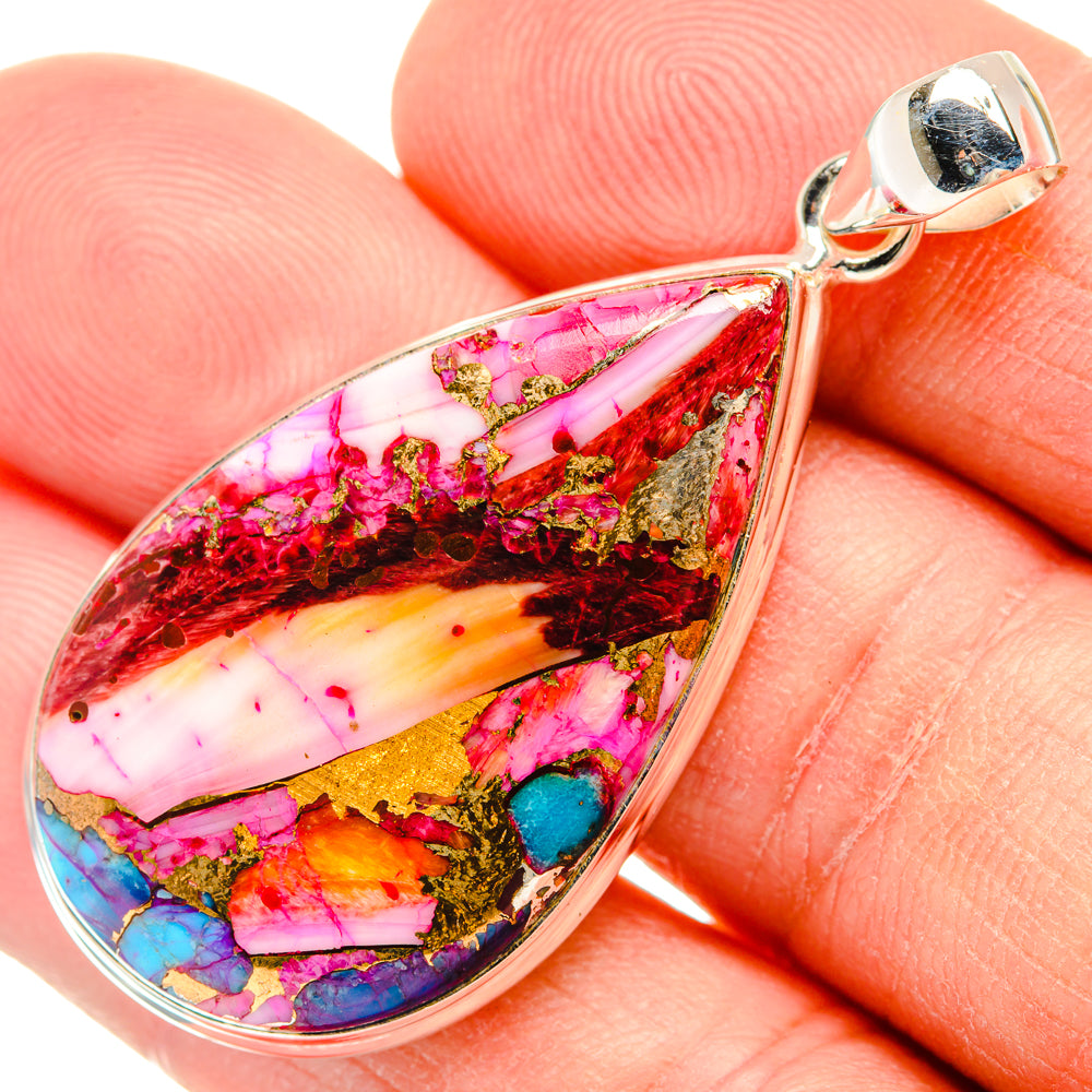 Kingman Pink Dahlia Turquoise Pendants handcrafted by Anasilvercos - PD28987