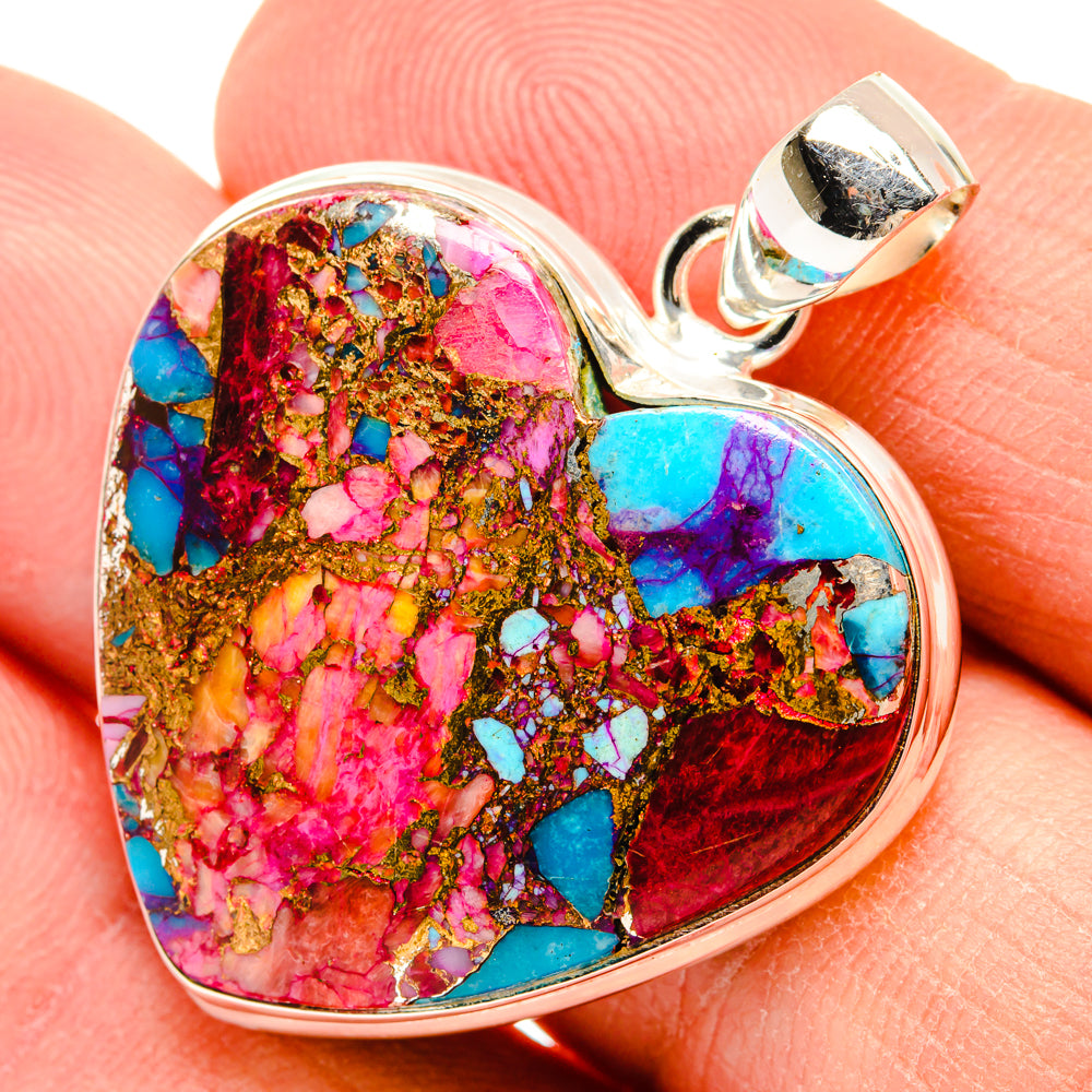 Kingman Pink Dahlia Turquoise Pendants handcrafted by Anasilvercos - PD28990