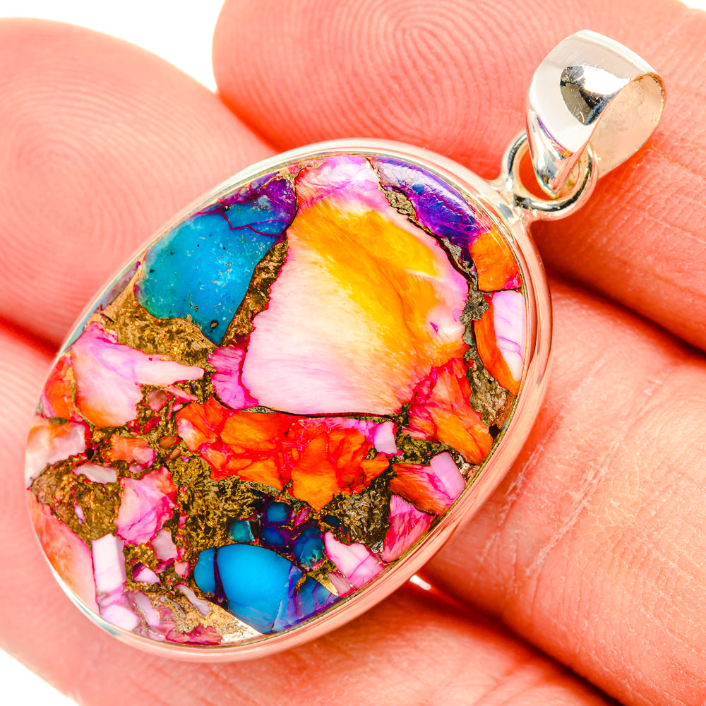Kingman Pink Dahlia Turquoise Pendants handcrafted by Anasilvercos - PD28991