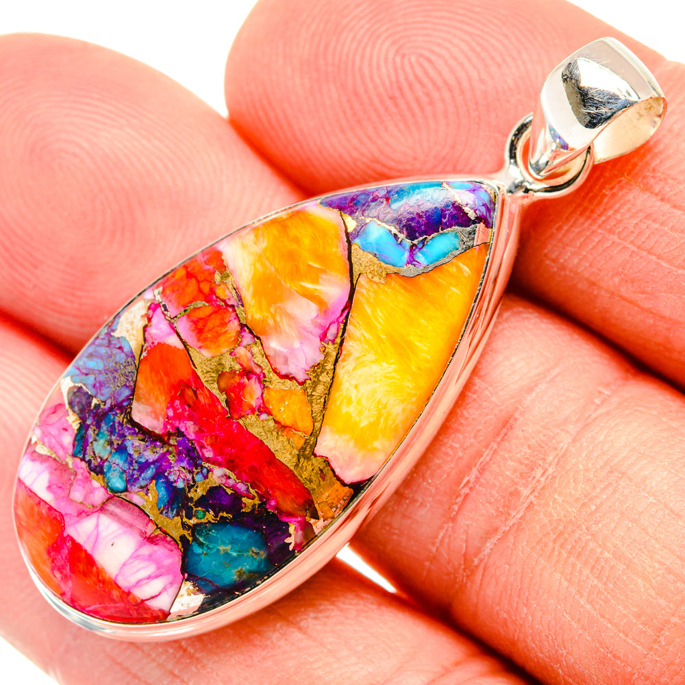 Kingman Pink Dahlia Turquoise Pendants handcrafted by Anasilvercos - PD28994