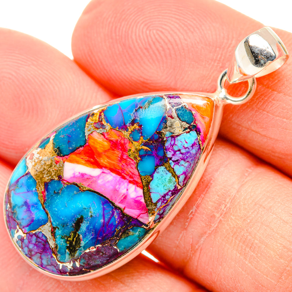 Kingman Pink Dahlia Turquoise Pendants handcrafted by Anasilvercos - PD28995