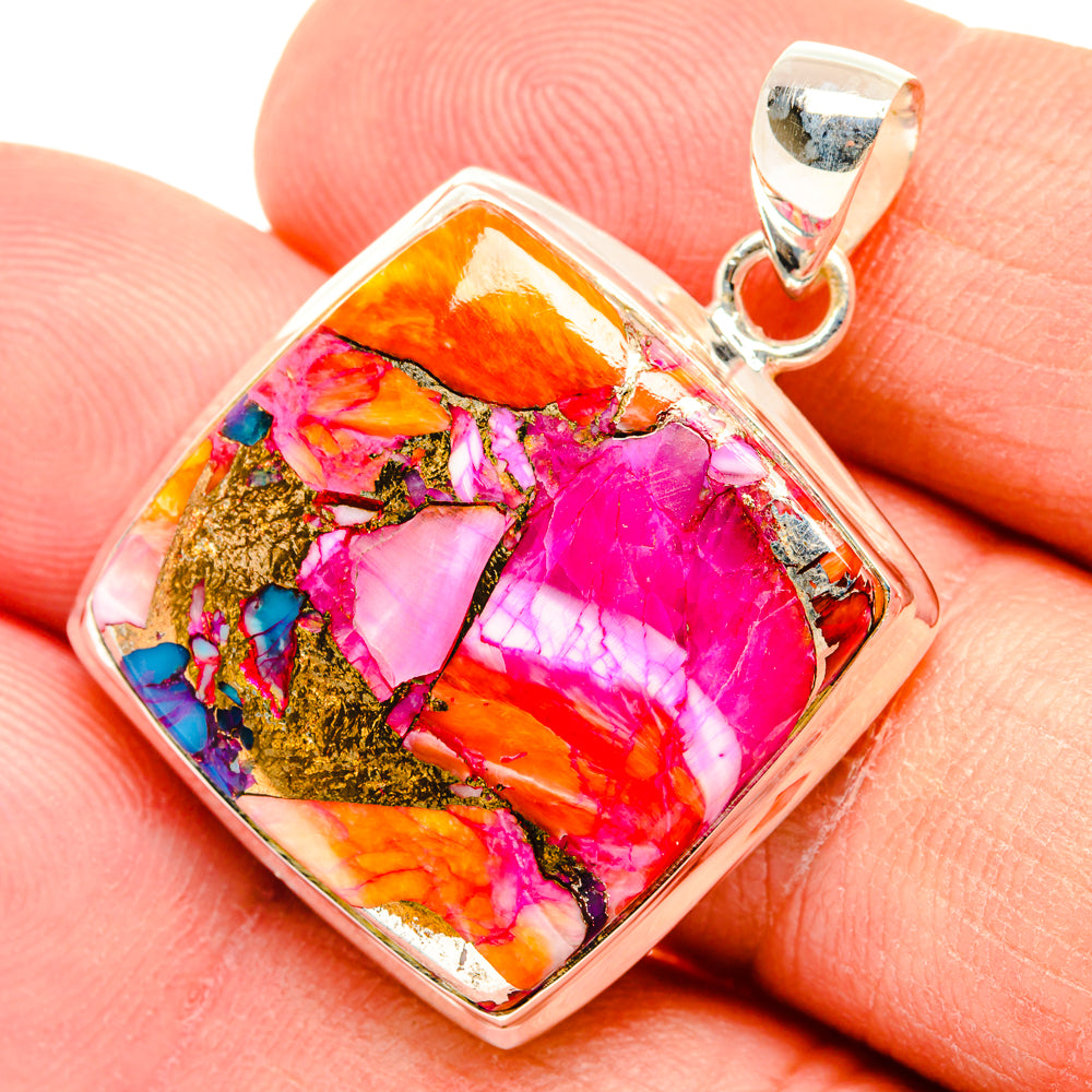 Kingman Pink Dahlia Turquoise Pendants handcrafted by Anasilvercos - PD28998