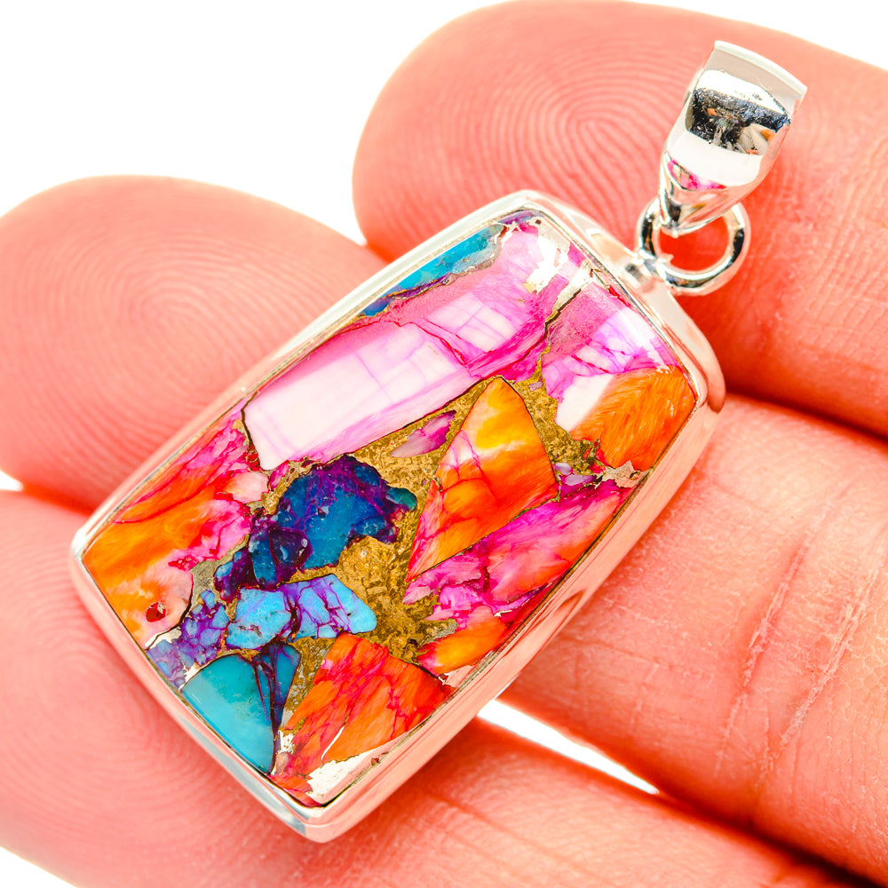 Kingman Pink Dahlia Turquoise Pendants handcrafted by Anasilvercos - PD28999