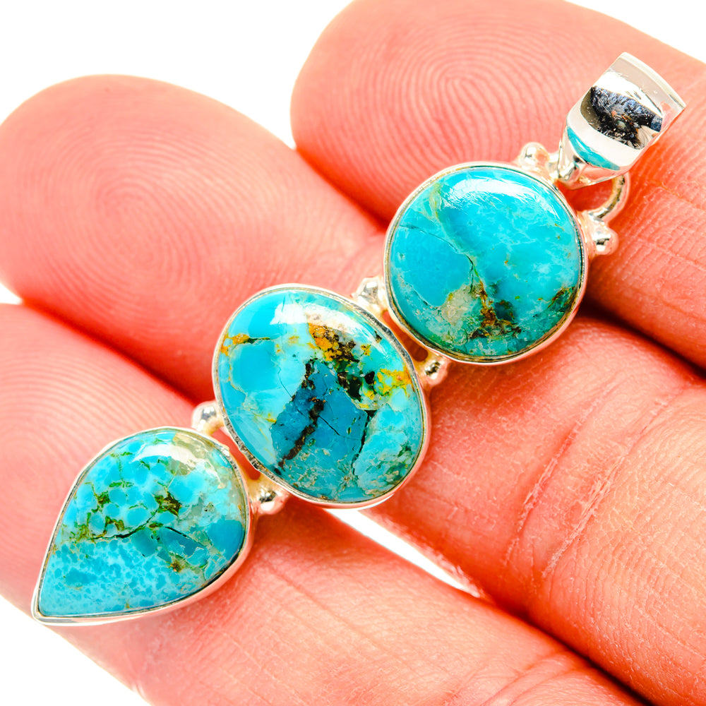 Peruvian Chrysocolla Pendants handcrafted by Anasilvercos - PD29009