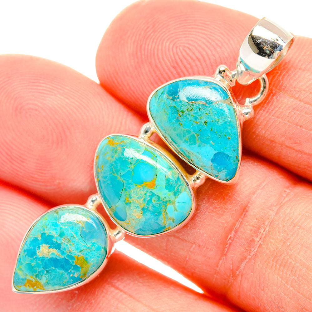 Peruvian Chrysocolla Pendants handcrafted by Anasilvercos - PD29010
