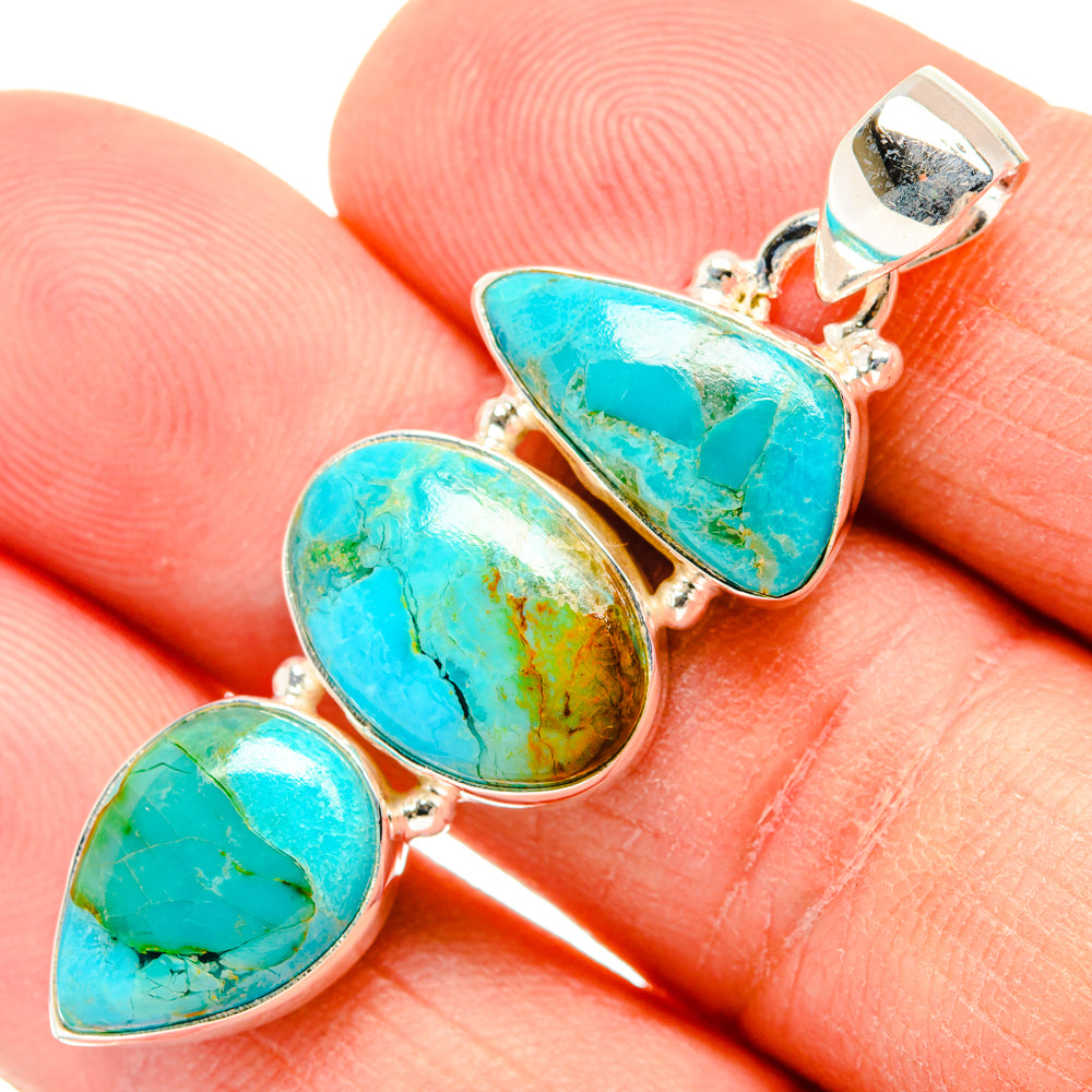 Peruvian Chrysocolla Pendants handcrafted by Anasilvercos - PD29011