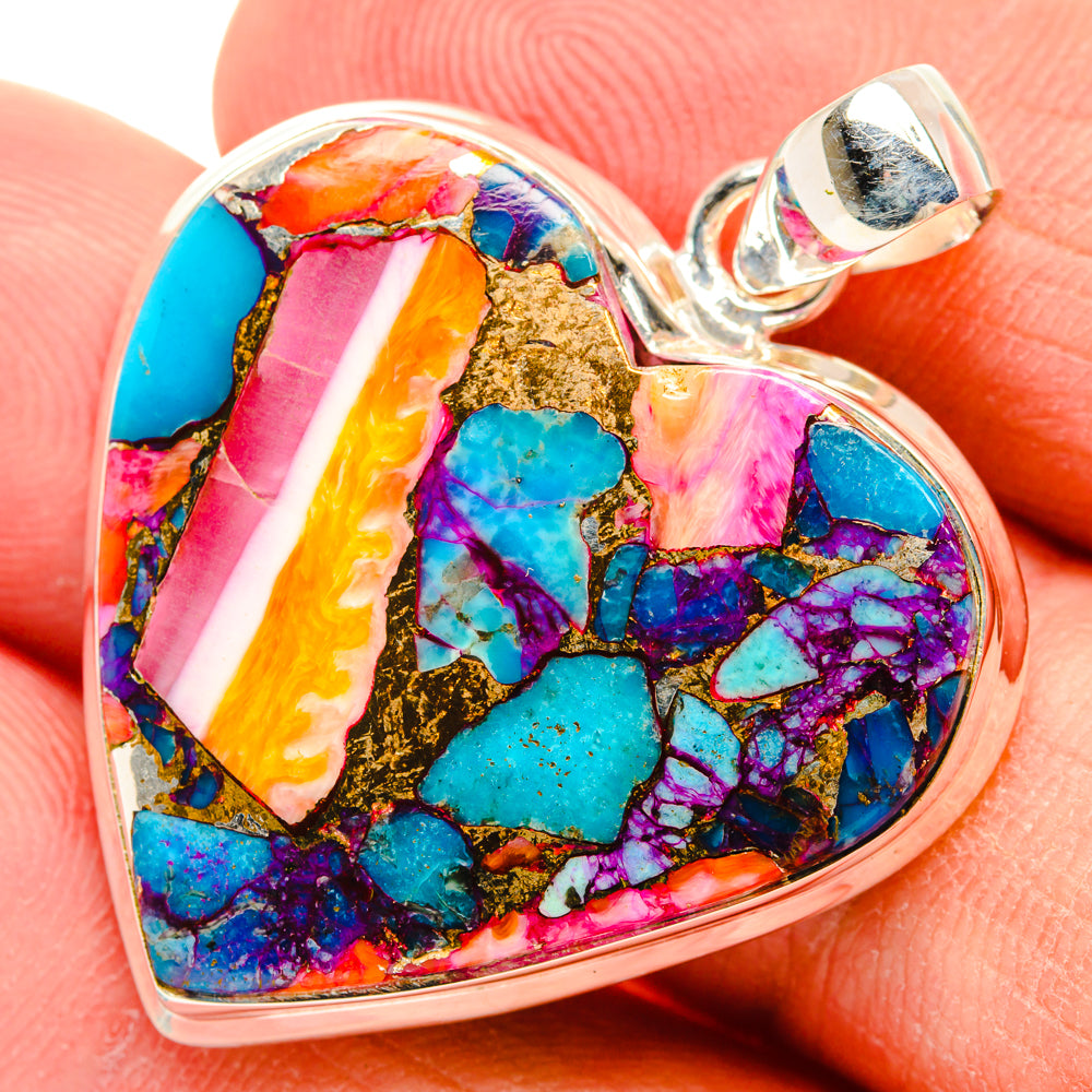 Kingman Pink Dahlia Turquoise Pendants handcrafted by Anasilvercos - PD29012