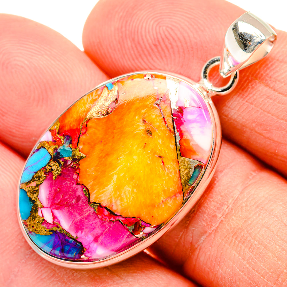 Kingman Pink Dahlia Turquoise Pendants handcrafted by Anasilvercos - PD29013