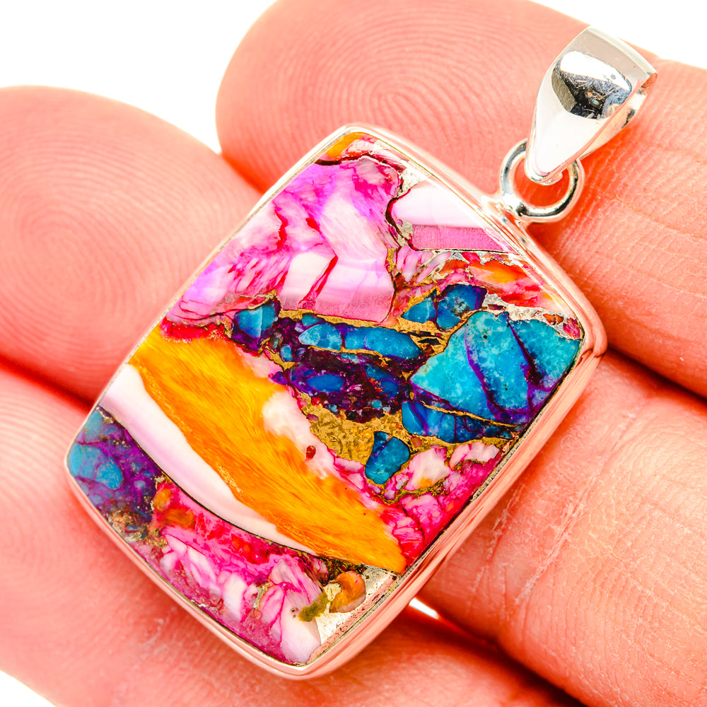 Kingman Pink Dahlia Turquoise Pendants handcrafted by Anasilvercos - PD29020