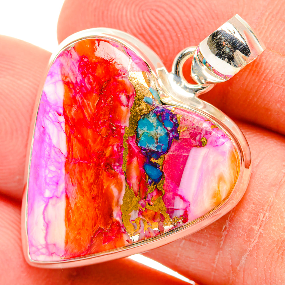Kingman Pink Dahlia Turquoise Pendants handcrafted by Anasilvercos - PD29022