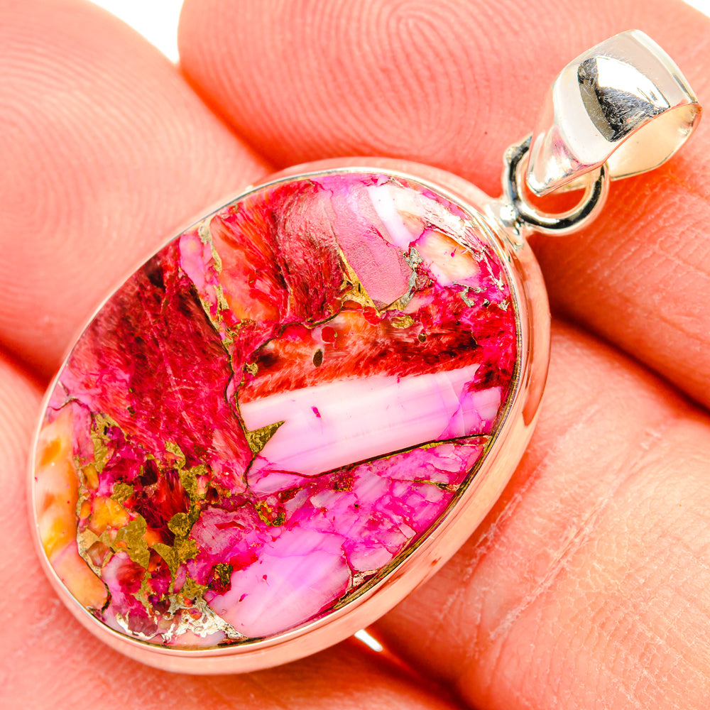 Kingman Pink Dahlia Turquoise Pendants handcrafted by Anasilvercos - PD29028