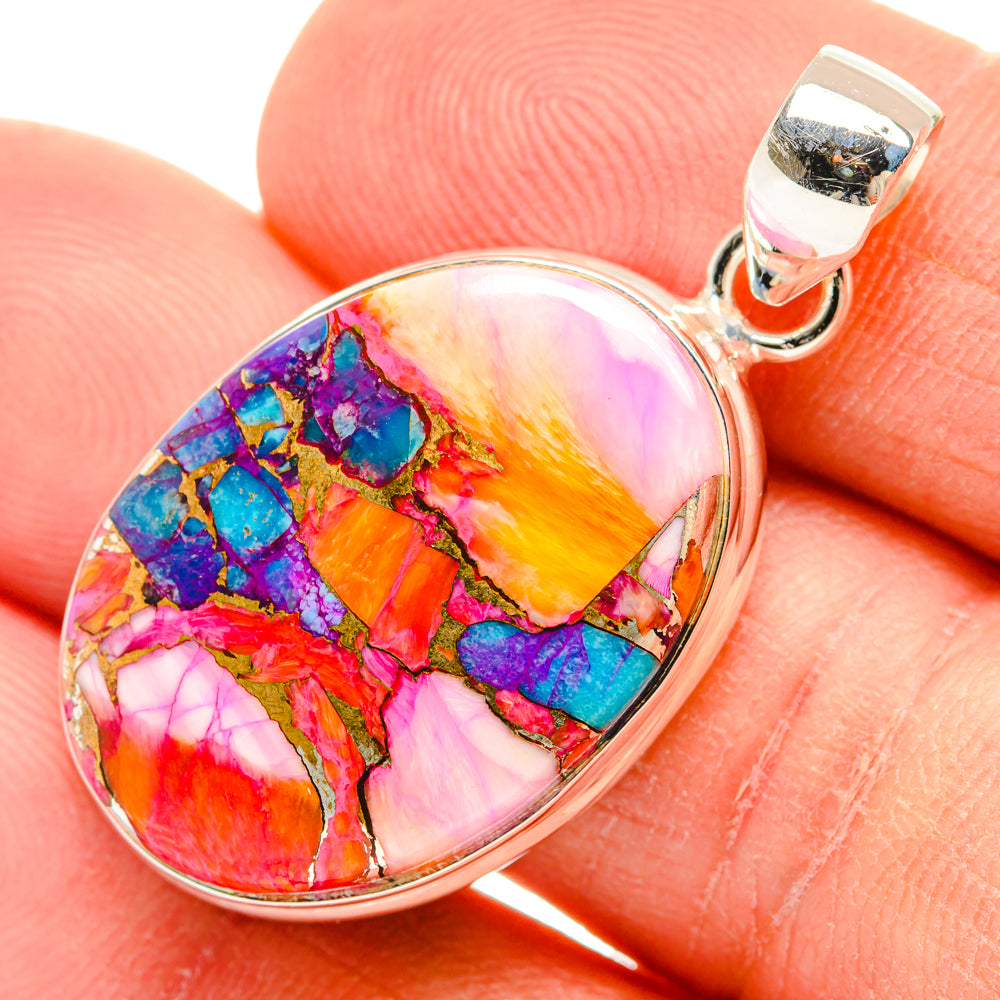 Kingman Pink Dahlia Turquoise Pendants handcrafted by Anasilvercos - PD29034