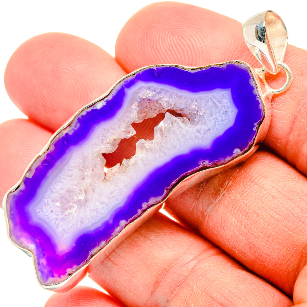 Purple Geode Slice Pendants handcrafted by Anasilvercos - PD29035