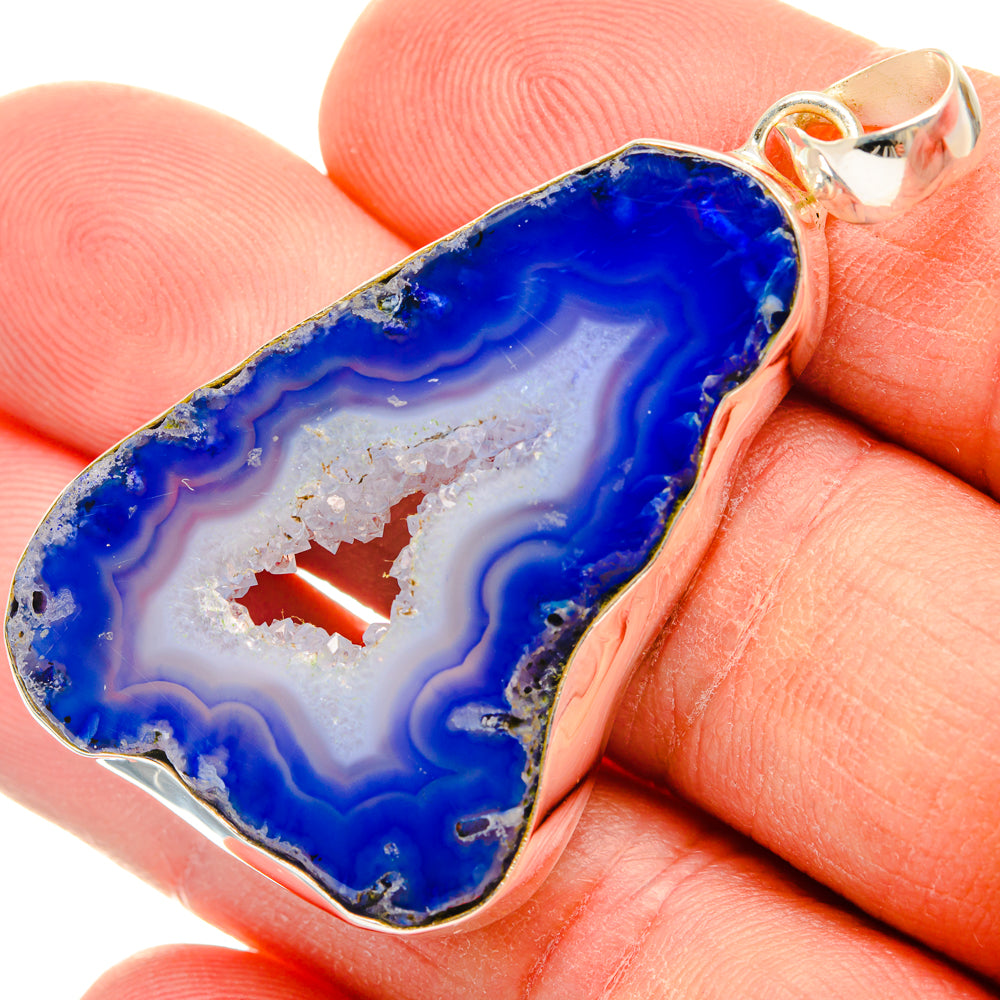 Blue Geode Slice Pendants handcrafted by Anasilvercos - PD29042