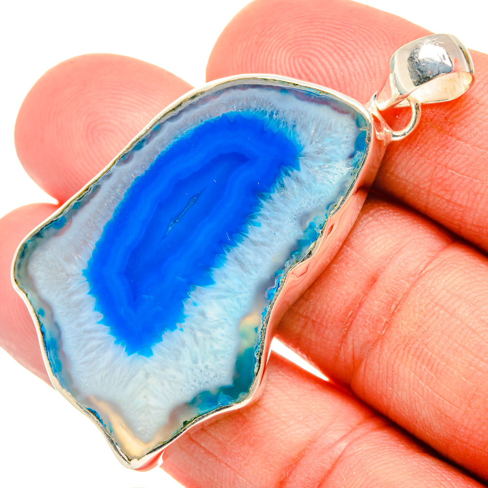 Blue Geode Slice Pendants handcrafted by Anasilvercos - PD29043