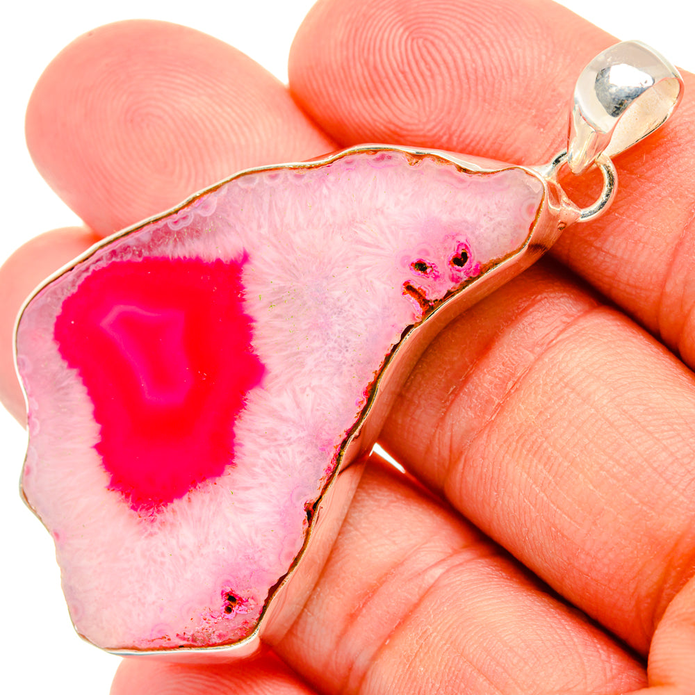 Pink Geode Slice Pendants handcrafted by Anasilvercos - PD29044