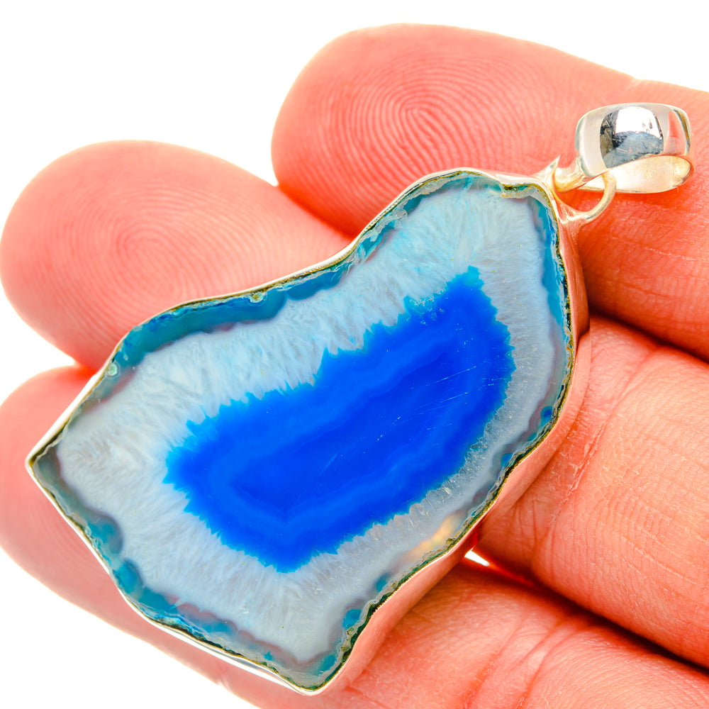 Blue Geode Slice Pendants handcrafted by Anasilvercos - PD29047