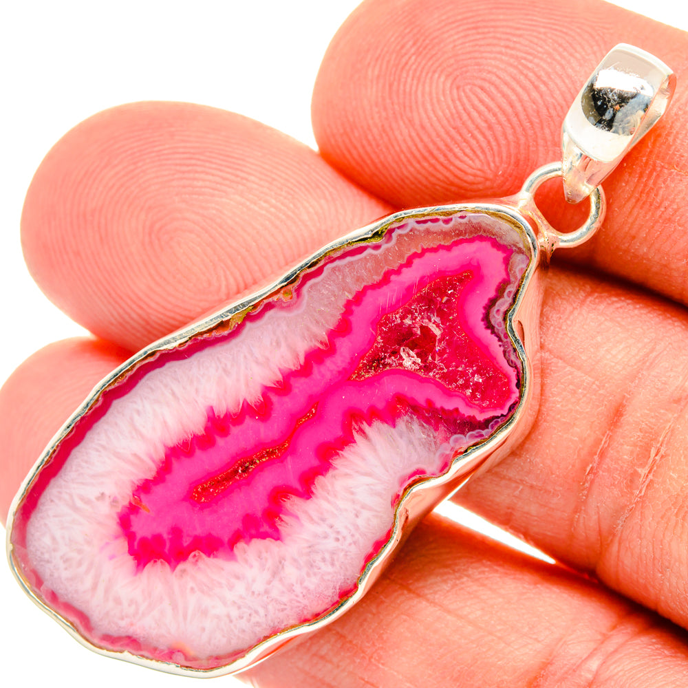 Pink Geode Slice Pendants handcrafted by Anasilvercos - PD29056