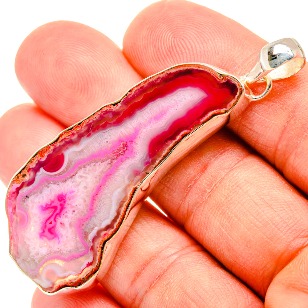 Pink Geode Slice Pendants handcrafted by Anasilvercos - PD29058