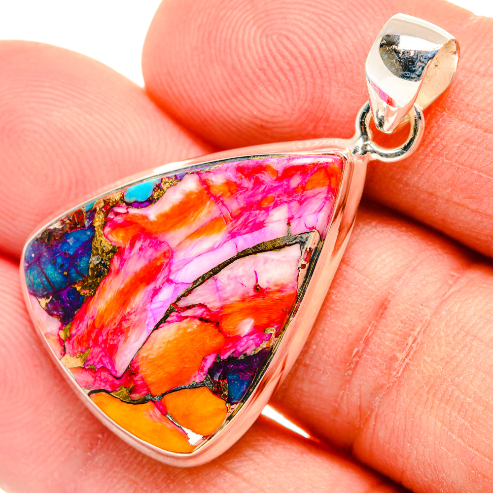 Kingman Pink Dahlia Turquoise Pendants handcrafted by Anasilvercos - PD29062