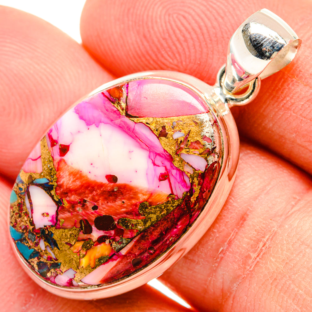 Kingman Pink Dahlia Turquoise Pendants handcrafted by Anasilvercos - PD29063