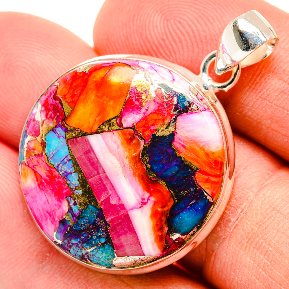Kingman Pink Dahlia Turquoise Pendants handcrafted by Anasilvercos - PD29068
